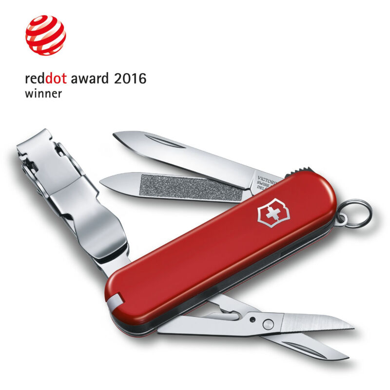 

Navaja suiza Nail Clip 580, cuenta con 8 funciones, con lima y limpiador de uñas, tamaño compacto, color rojo - Victorinox