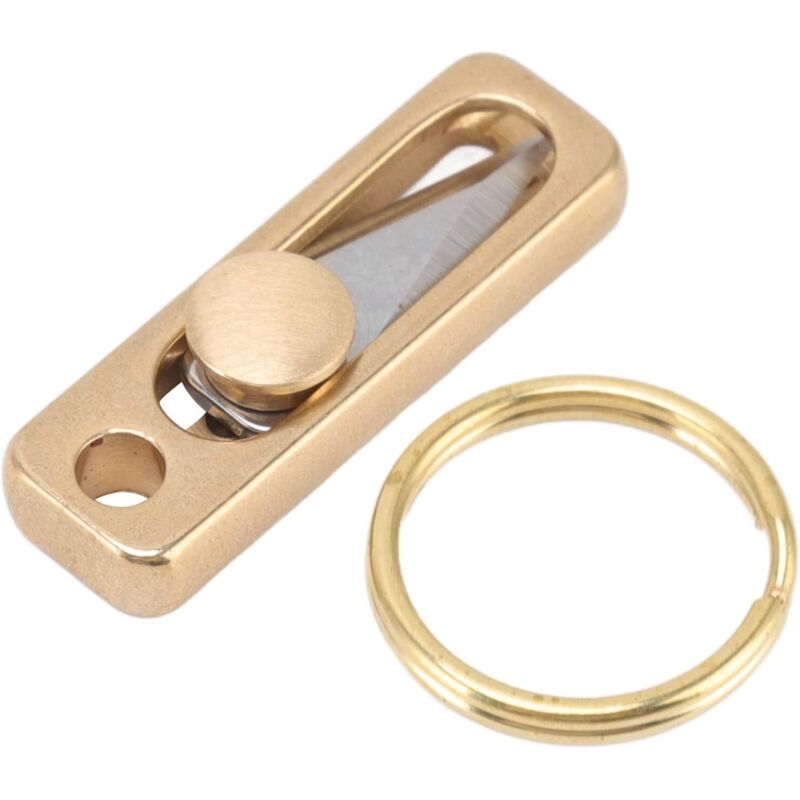 Navaja de latón, mini navaja de bolsillo con llavero EDC, navaja de bolsillo plegable para desempaquetar, para exteriores y camping.