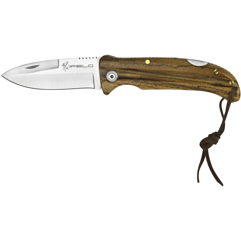 

Navaja de madera iField Camper EL29042, mango de madera zebra, longitud de 21 cms, hoja de 9,5 cms, herramienta de camping para pesca, caza,