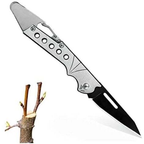 Navaja de podar plegable KZQ de 2,3 x 19 cm, navaja de injertar y cortar, navaja de injertar profesional, navaja de jardín plegable, navaja de injertar para jardín, navaja de bolsillo