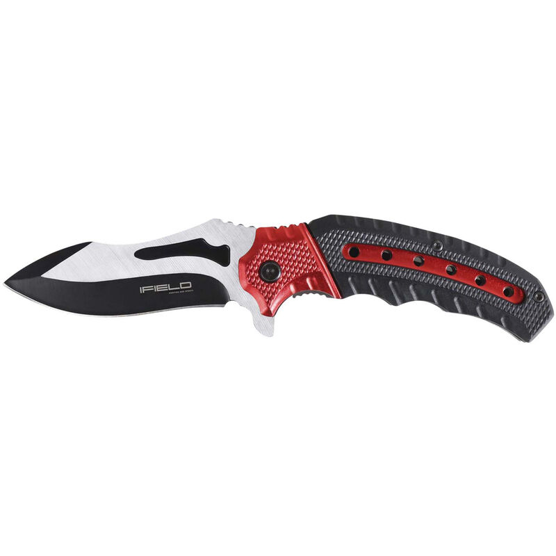 

Navaja deportiva asistida iFIELD Basic EL29030, mango de aluminio color rojo y negro, hoja negra de 9,5 cm, con clip portacinturón, herramienta de