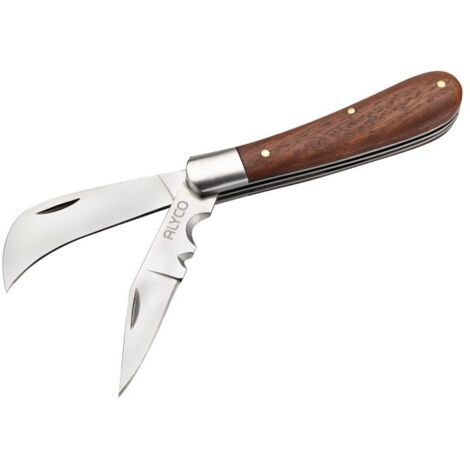 NAVAJA DOBLE HOJA INOX. MANGO MADERA