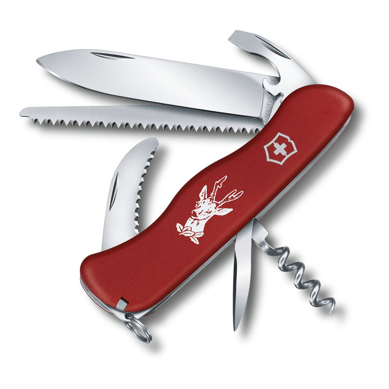 Mm_unverified_brand - Navaja suiza de bolsillo grande Victorinox Hunter Roja 0.8573 con 12 funciones Incluye una hoja para cazadores y una