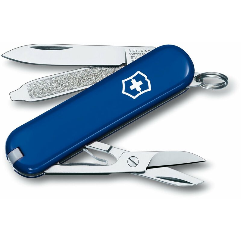 

Navaja pequeña Victorinox Classic SD, cuenta con 7 funciones, con tijeras y lima de uñas con destornillador, diferentes color azul