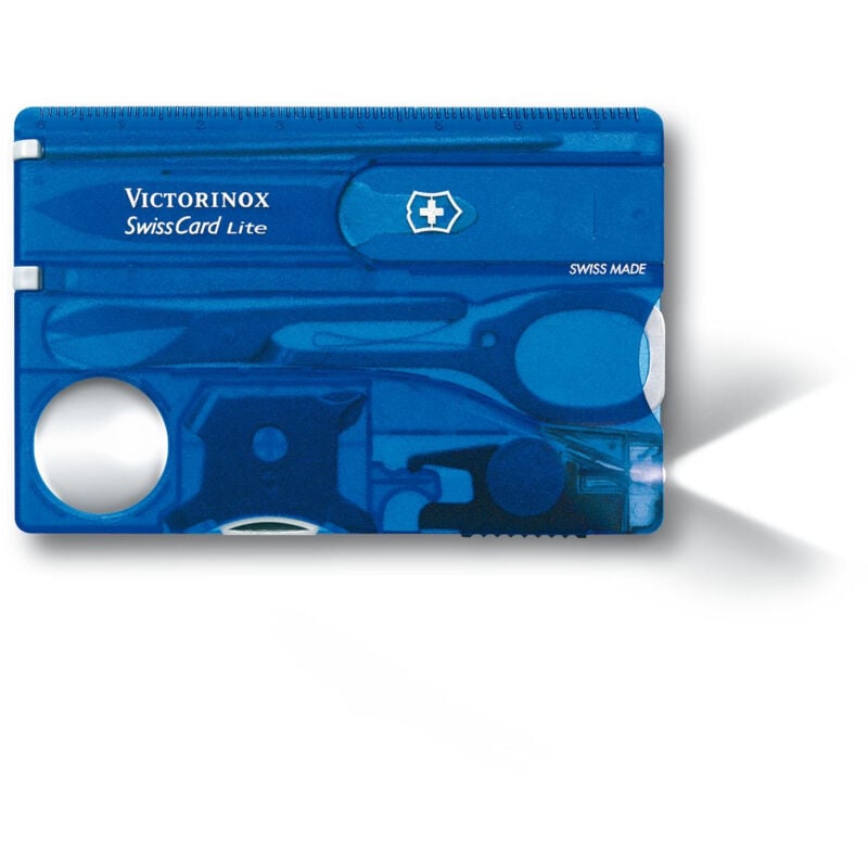 

Victorinox - Tarjeta multiusos Suiza Swiss Card Lite, con 13 funciones, la compañera funcional para su cartera, color azul transparente