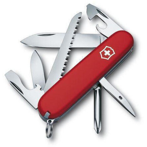 Navaja suiza Victorinox Hiker  con sierra y destornillador Phillips 13 funciones  color rojo  77 gramos  1.4613