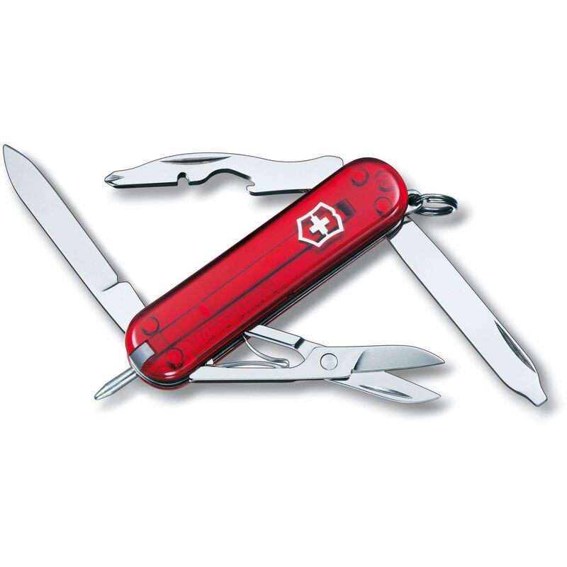 

Navaja suiza Manager con 11 funciones, con destornillador Phillips magnético y bolígrafo, 31 gr, color rojo transparente - Victorinox