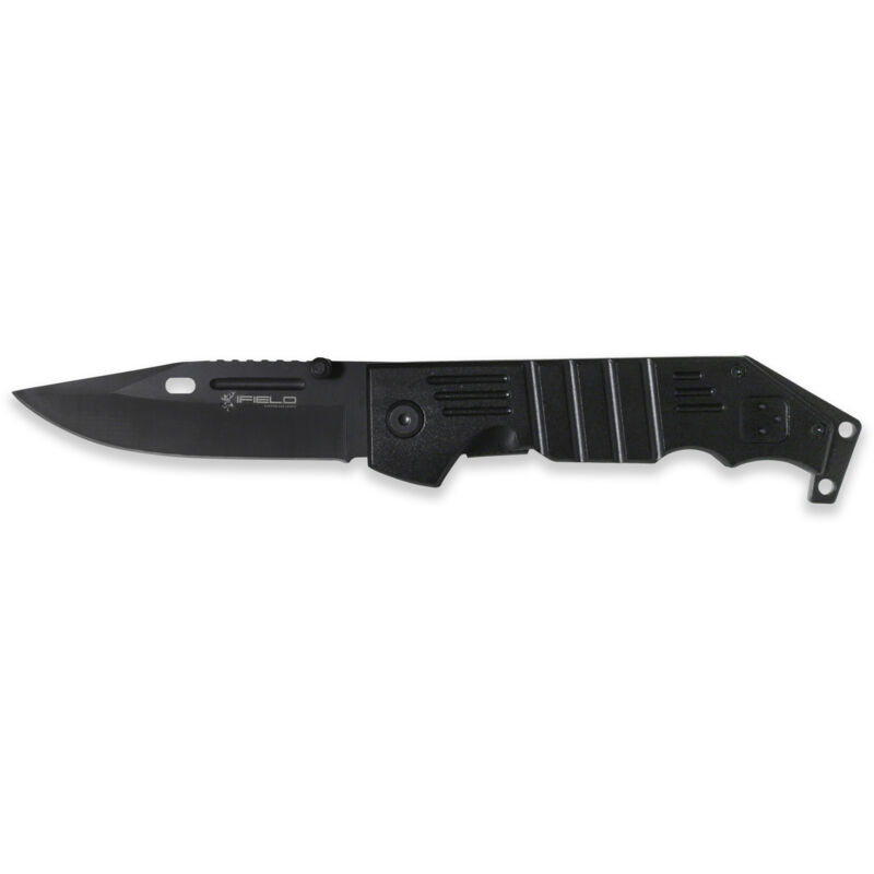 

Navaja deportiva Basic EL29024, mango de aluminio, hoja de 9,5 cms de acero inox, clip cinturón, con brújula, largo total 22,5 cms, herramienta de