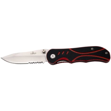 Navaja Third 16910, mango de G10 Bicolor Negro/Rojo, hoja de acero inox 420 de 7.2 cm. Con funda de nylon de forma fija.