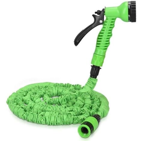 Navaris Tuyau d'arrosage extensible 30m - Flexible rétractable avec pistolet 7 fonctions pour jardinage