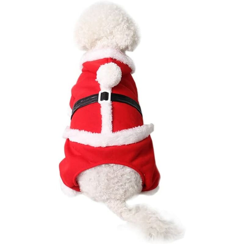 

Navidad mascotas gatos y perros ropa traje rojo de santa claus con capucha mono de terciopelo cálido mono de fiesta de gato cachorro talla m