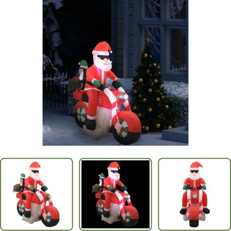 Navidad -  Papá Noel inflable navideño en moto LED IP44 160 cm