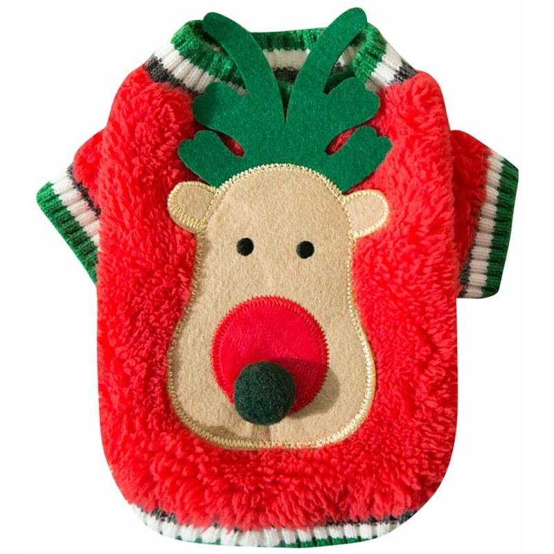 

Navidad perro gato sueter calido invierno pulover reno ropa para mascotas para gato cachorro perro pequeno,Rojo, L