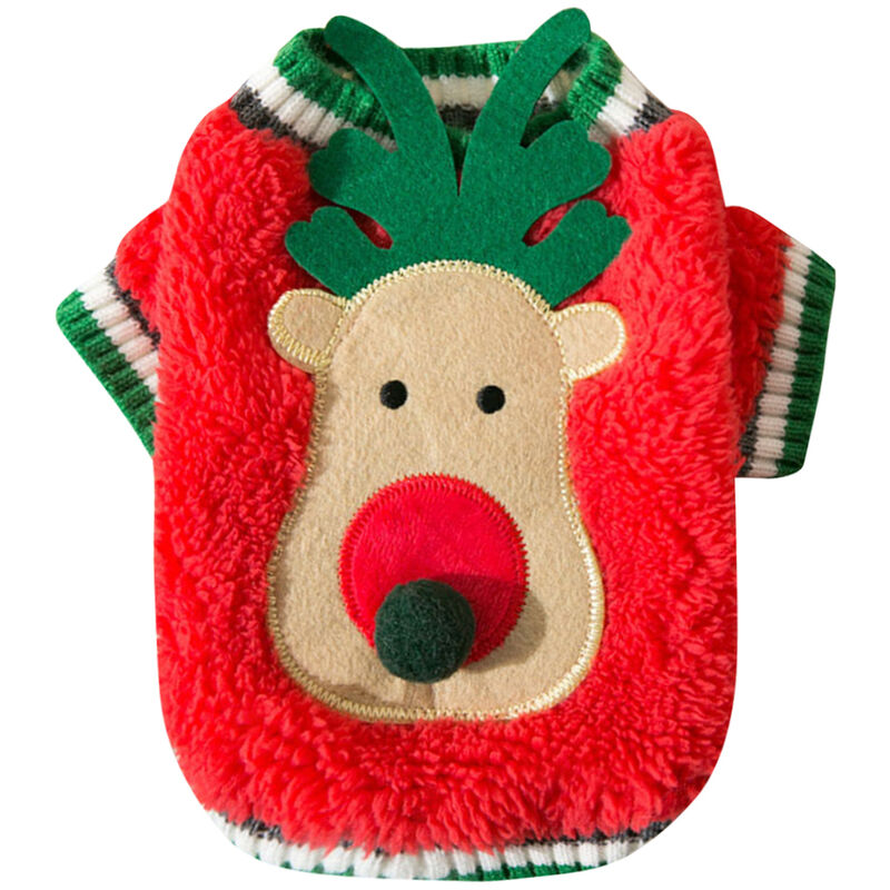 

Navidad perro gato sueter calido invierno pulover reno ropa para mascotas para gato cachorro perro pequeno,Rojo, XS