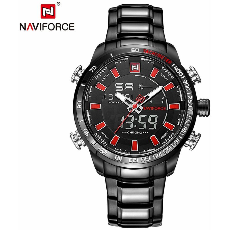 

reloj de cuarzo digital de doble pantalla de lujo para hombre, reloj deportivo luminoso de acero inoxidable, cronografo, reloj para hombre a prueba