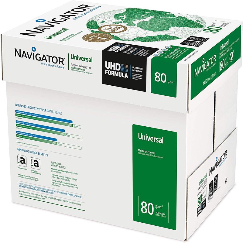 Image of NAVIGATOR Pack 5x Risme di carta formato A4 500 fogli da 80g Universal Copy