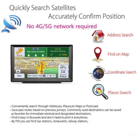 Navigatore GPS portatile da 9 pollici con ampio schermo e sistema di retromarcia, adatto per auto, camion e camper.