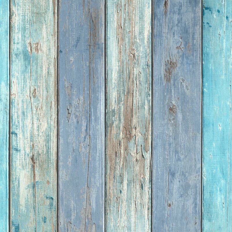 Navy Blue Teal Wood Effect Wallpaper Erismann Paste The Wall Textured Vinyl