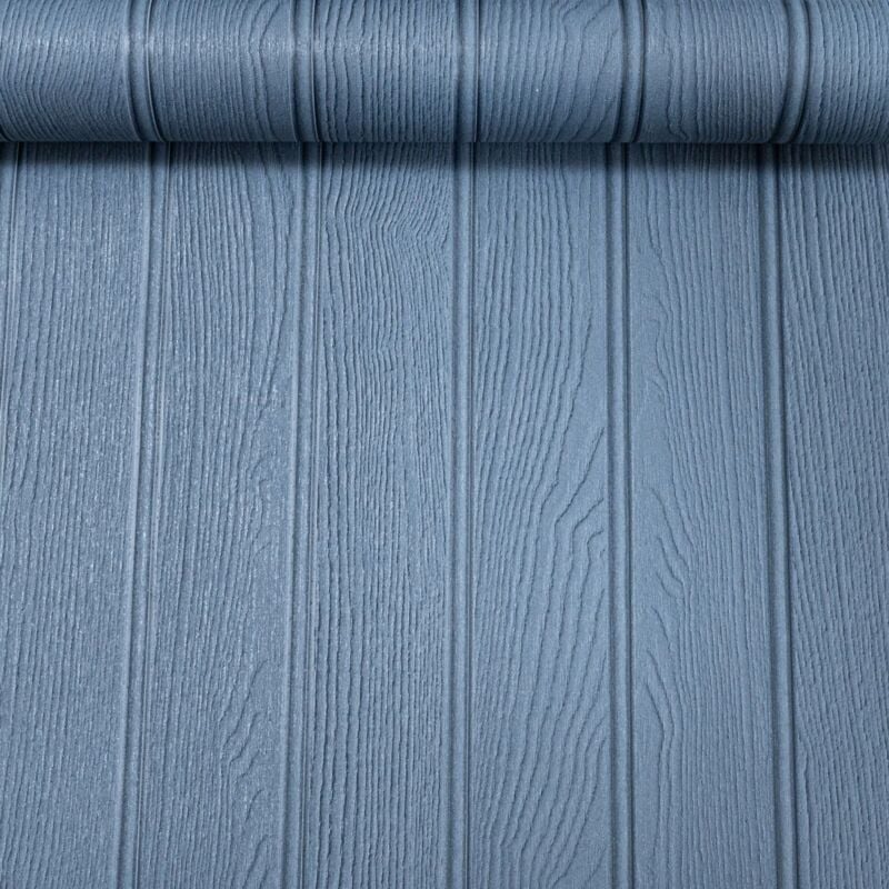 Rasch - Navy Faux Effect Wallpaper Tongue & Groove Style Painted Effect Wooden Panels