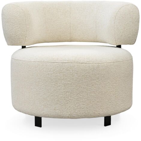 NAYA - Fauteuil design en tissu beige et métal noir