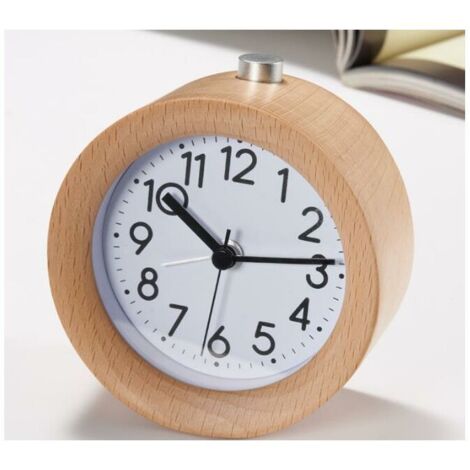 Nazalus - Gran oferta - Despertador matutino a pilas, reloj de madera, alarma silenciosa, alarma sonora para el ascenso de las manecillas.