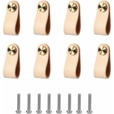 Nazalus - Gran oferta - Juego de 8 tiradores de cuero para muebles y armarios, ideales como accesorios de decoración para muebles exquisitos, con tornillos incluidos.