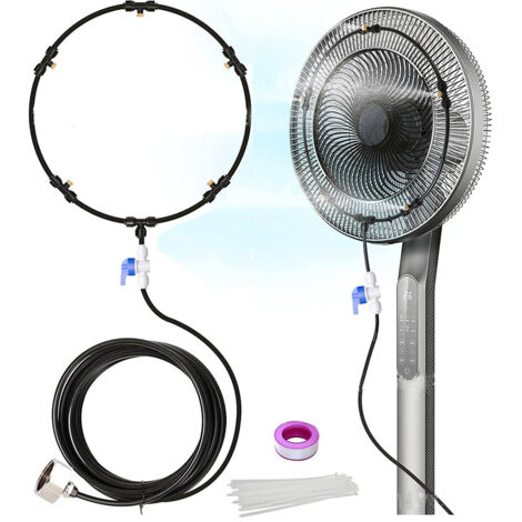 Nazalus- Kit de Brumisation par Ventilateur, Ventilateurs de Brumisation d'eau ,Système de Brumisateurs par Ventilateur, 5M Kit de ventilateur brumisateur extérieur pour une brise de patio fraîche