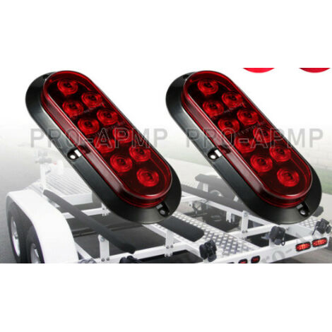 Nazalus - Más vendido - Kit de luces traseras LED ovaladas de 6 pulgadas para remolque [DOT FMVSS 108] [SAE I6P] [Montaje en superficie] [Impermeable IP67] [Luces de estacionamiento e intermitentes] 2