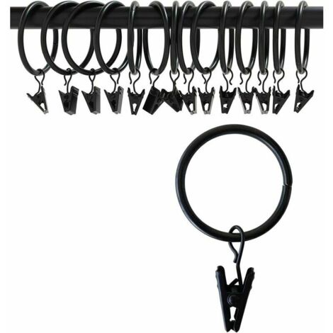 Nazalus - Oferta especial - Clips para cortinas con anillas (Φ50 mm, juego de 16) - Anillas de acero inoxidable mate resistentes a la corrosión para barras de cortina con ojales (Negro vintage, 2 pulg