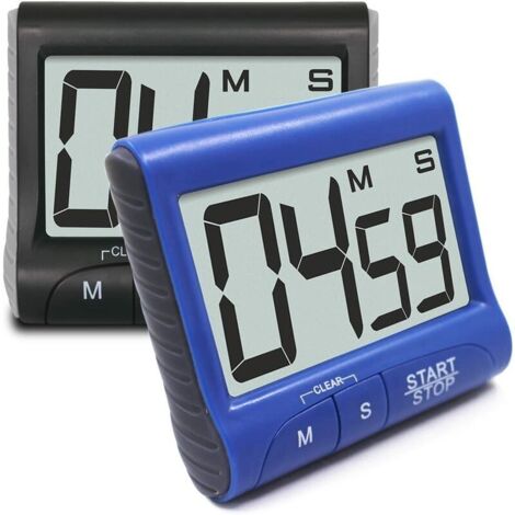 Nazalus - Oferta especial - Paquete de 2 temporizadores de cocina magnéticos digitales con alarma sonora, temporizador de cuenta regresiva con pantalla LCD grande y soporte/clip, temporizador de cuent