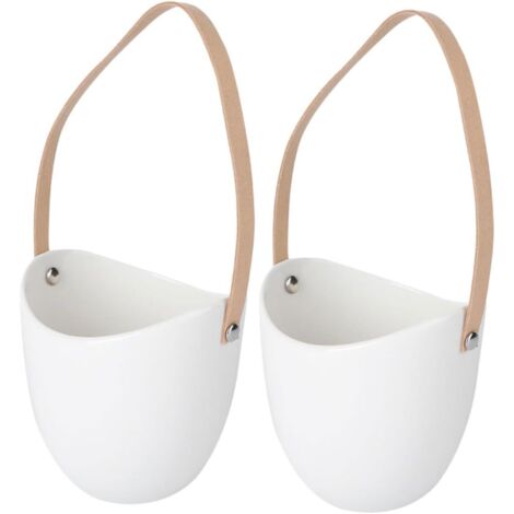 Nazalus-Sale 2 Pezzi Cuscino per Piante Cuscino per Piante Verdi Lavabo Sospeso Vaso Chlorophytum Vaso da Fiori Cesto Appeso Porta Piante Sospeso Vaso da Fiori in Porcellana Bianca