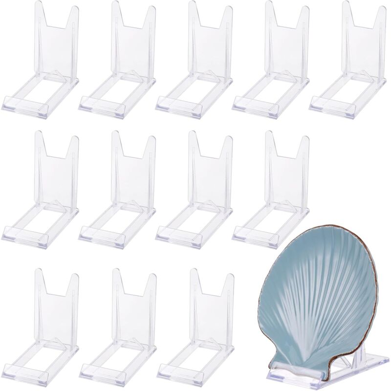 Nazalus-Vente 12 Pièces Support Présentoir, Support en Acrylique, Support Assiette Decorative, Réglable Présentoir en Plastique Transparent,
