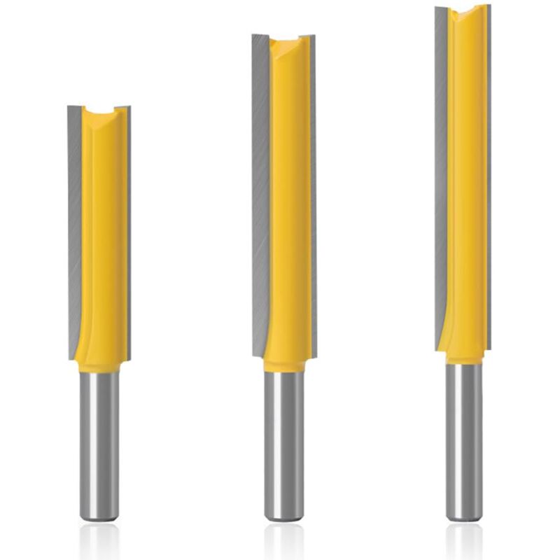 Nazalus-Vente 3pcs 8mm Jarret Jeu de mors droits Outils de travail du bois de fraise en bois de carbure 3 pièces Mèches de routeur droites extra