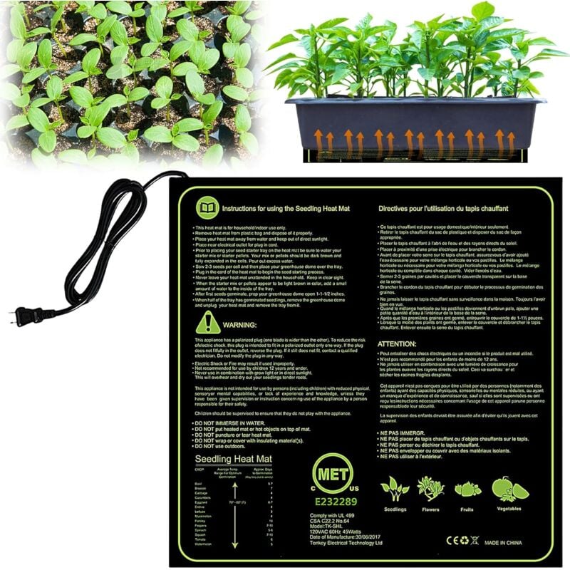 Nazalus-Vente 50cm52cm Tapis Chauffant pour Semis, Tapis Chauffant pour Plantes Coussin Chauffant Serre De Germination Imperméable pour Germination,