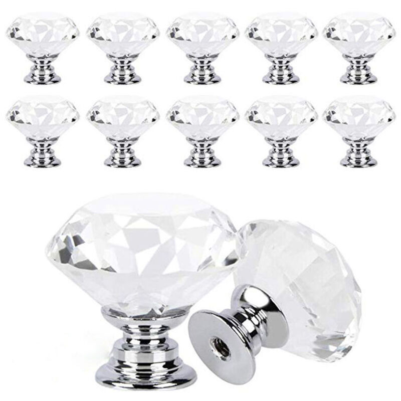Nazalus-Vente chaude-Boutons de Portes Cristal Poignées de Tiroir à Diamant Clair avec Vis Idéal pour Armoire Bureau Table de Chevet Bibliothèque