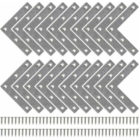 Nazalus-Vente chaude-Equerre de Fixation Plats Droits Support en forme de L Metalliques Equerres avec Vis pour Bois Meubles Placard Réparation Support 80 80mm 20 Pièces