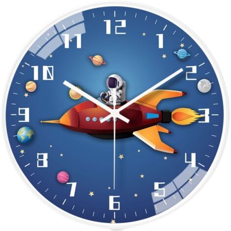 Nazalus-Vente chaude-Horloge murale pour enfants à mouvement silencieux de 8 pouces(bleu)