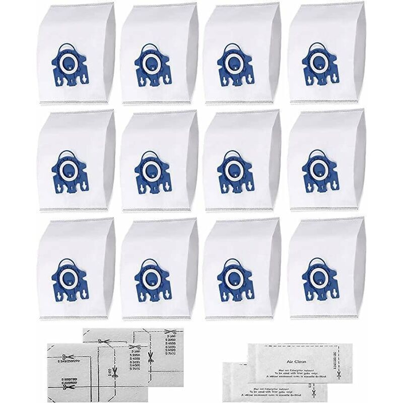 Nazalus-Vente chaude-HyClean 3D FJM Sac d'Aspirateur pour Miele (12 sacs, 2 filtre pour moteur, 2 filtre évacuation) Sac d'Aspirateur pour Miele GN