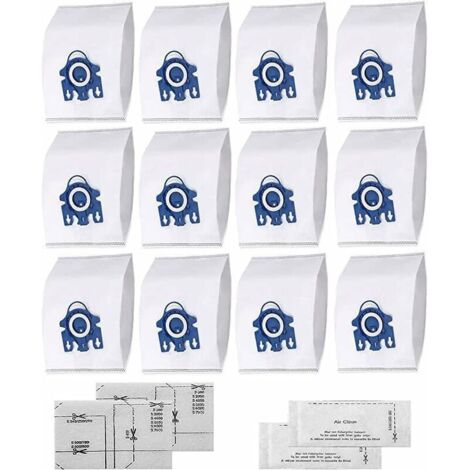 Nazalus-Vente chaude-HyClean 3D FJM Sac d'Aspirateur pour Miele (12 sacs, 2 filtre pour moteur, 2 filtre évacuation) Sac d'Aspirateur pour Miele GN Pack XXL, Alternative pour Miele 9917730 GN HyClean 