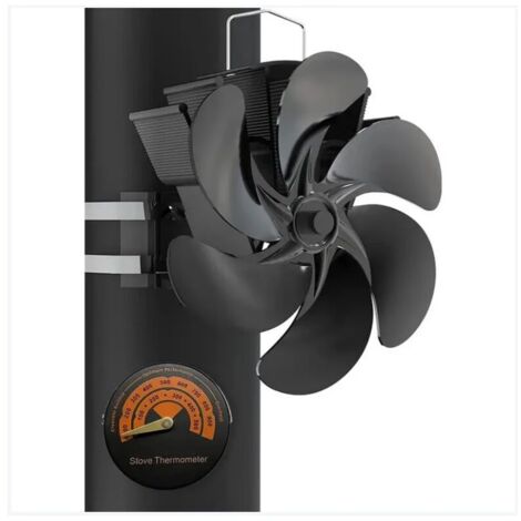Nazalus-Vente chaude-Ventilateur Poêle à Bois 6 Lames avec Thermomètre Ventilateur Cheminée Appareil de Chauffage Alimenté Fixé sur le Tuyau de Cheminée pour Foyer, Poele a Granule, Foyer à Bois