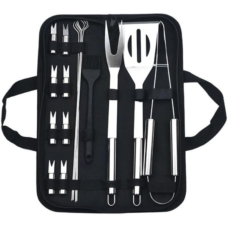 Nazalus-Vente Ensemble De Barbecue En Acier Inoxydable Outil De Barbecue Combiné De 16 Pièces Ensemble De Barbecue Multifonction Extérieur,16 pieces