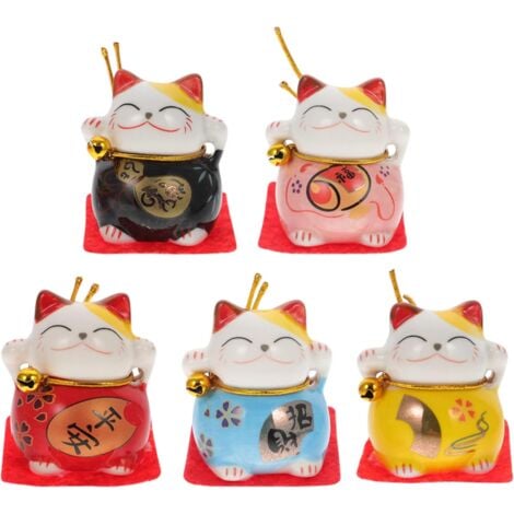 Nazalus-Vente Figurines Japonaises de Chat Chanceux de Maneki Neko Statues Aniamal Mignons Sculptures de Chaton Topper Intérieur Décorations de Conseil de Table de Bureau à La Maison