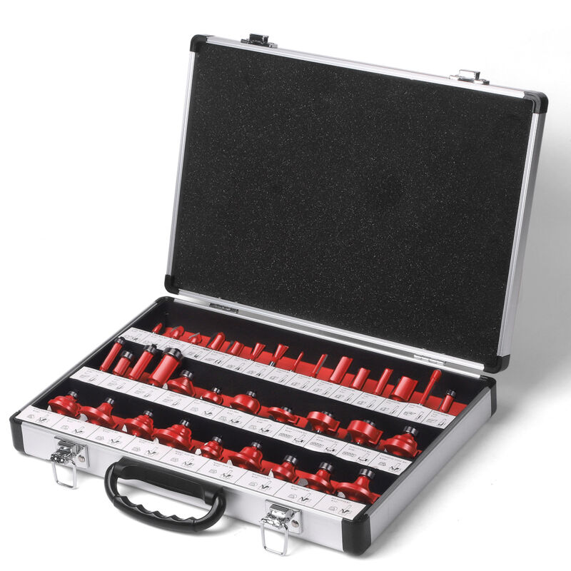 Nazalus-Vente Lot de 35 fraises pour défonceuses - Tige de 8 mm - Outils de travail du bois - Pour fraises à bois de qualité industrielle pour dures