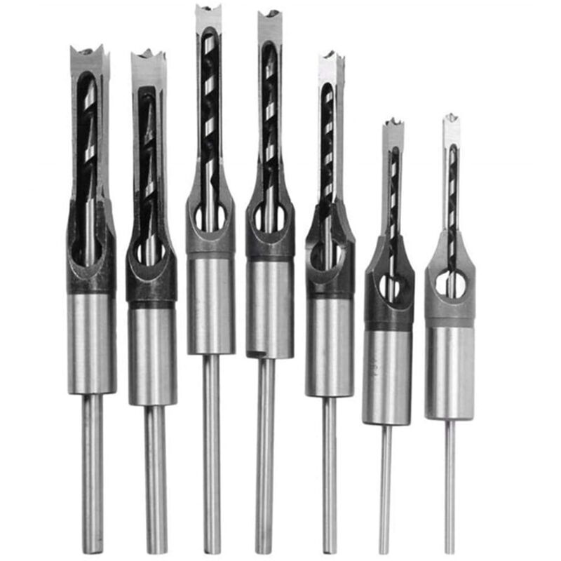 Nazalus-Vente Lot de forets carrés, pour le travail du bois, fraises à bois HSS, outils de forage de 6,4 mm, 8 mm, 9,5 mm, 10 mm, 12,7 mm, 14 mm, 16