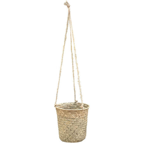 Nazalus-Vente Panier porte-objets tressé Une main dans Panier de suspendu Un pot de fleurs Panier de plantes Conteneur de fleurs pour intérieurs extérieurs