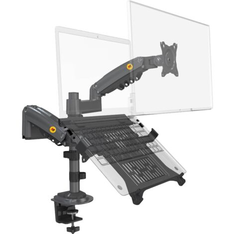 NB H180FP – Support orientable robuste double pour ordinateur et écran 17-27 pouces, graphite