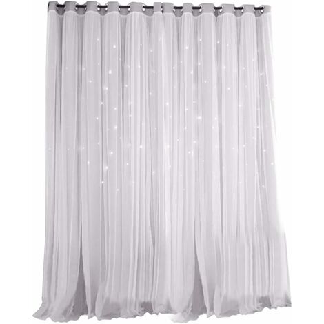 Nbrand Rideau Occultant Étoile Superposition Rideaux Occultants Enfants Rideaux Occultants Rideau de Fenêtre pour Chambre Salon Salle de Bain (Gris)
