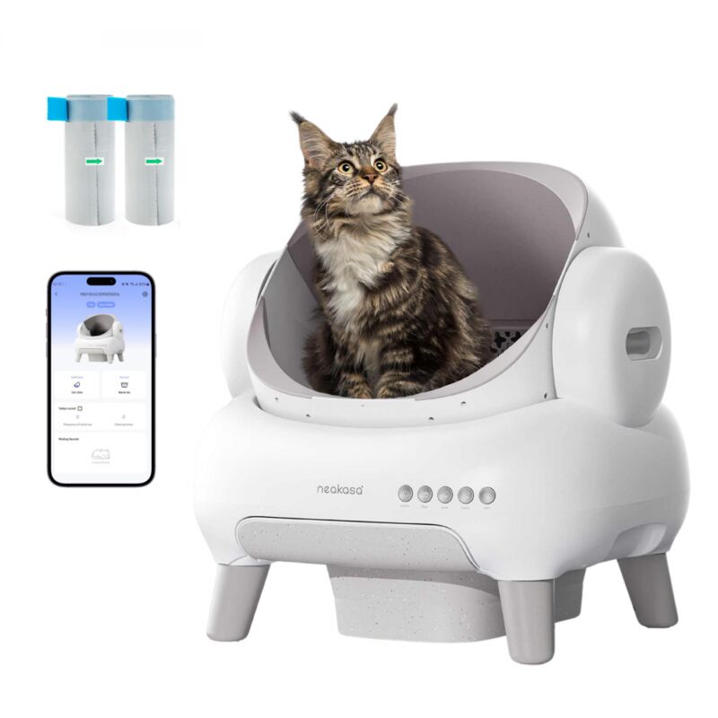 NEAKASA Litière automatique pour grands chats - Grande ouverture - Blanc - NEAKASA