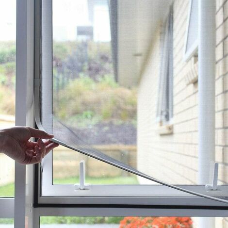 NeatiEase Moustiquaire DIY pour fenêtre magnétique, max. 100 x 130 cm, cadre magnétique pour moustiquaire, fenêtre, moustiquaire, lavable, blanc, pas besoin de poinçonnage, ignifugé et étanche