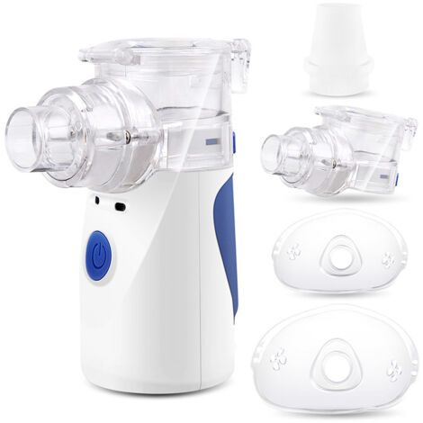 Nébuliseur Inhalateur, Nébulisateur Portable Silencieux, Inhalateur avec Embouchure et Masque, Nébulisateur pour Enfants et Adultes,Alimentation avec Câble USB
